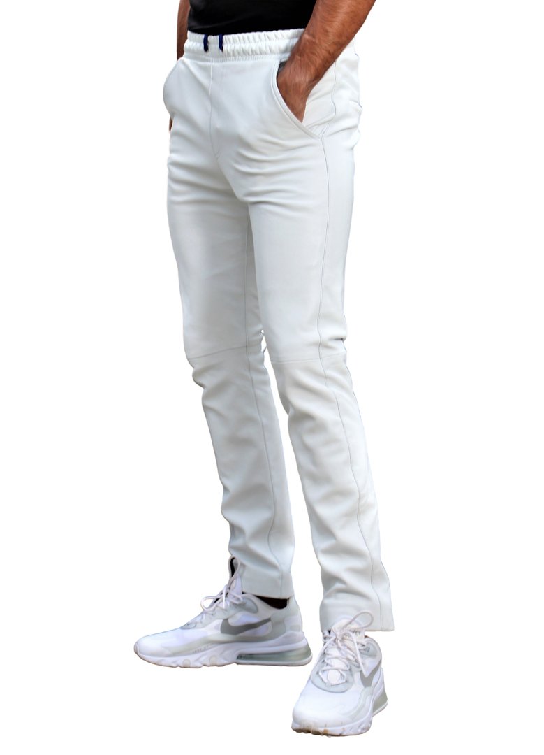 Jogging Trousers in GENUINE LEATHER for men white