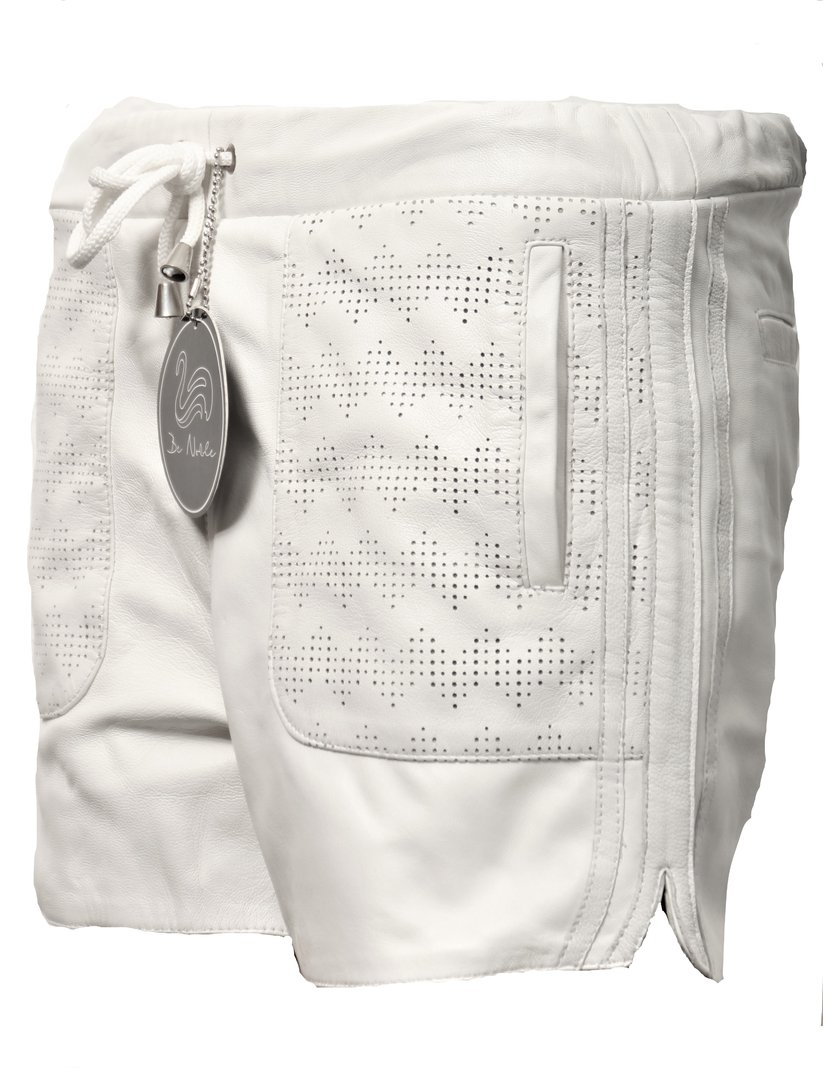Leather Sport Shorts Made of GENUINE Leather White