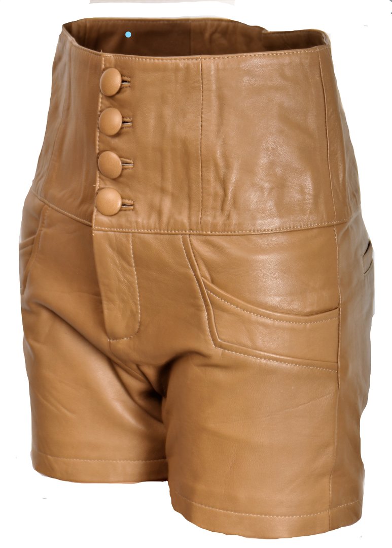 Lederen shorts - REAL LEER hot pants in beige