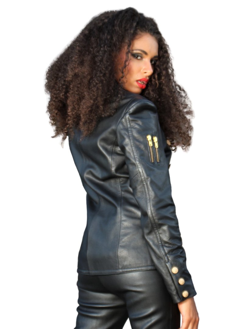 Leather jacket made of REAL leather in black