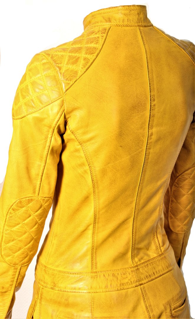 Jumpsuit Catsuit ECHTLEDER - USED LOOK - in gelb