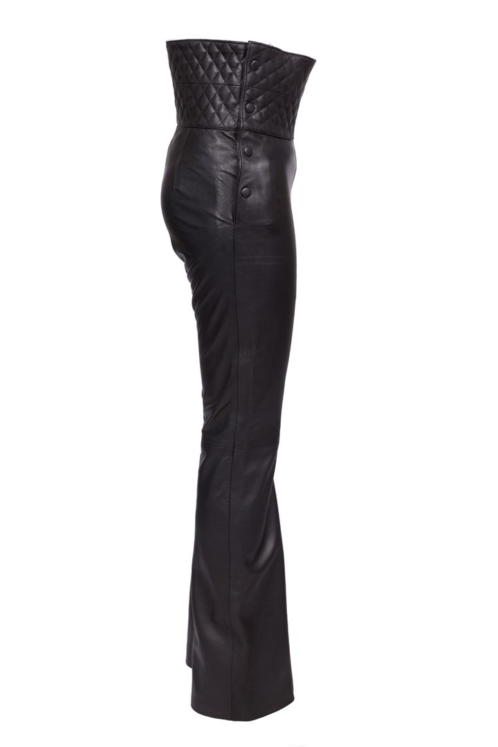 Leather Trouser as flared trouser in GENUINE Leather - High Waist -