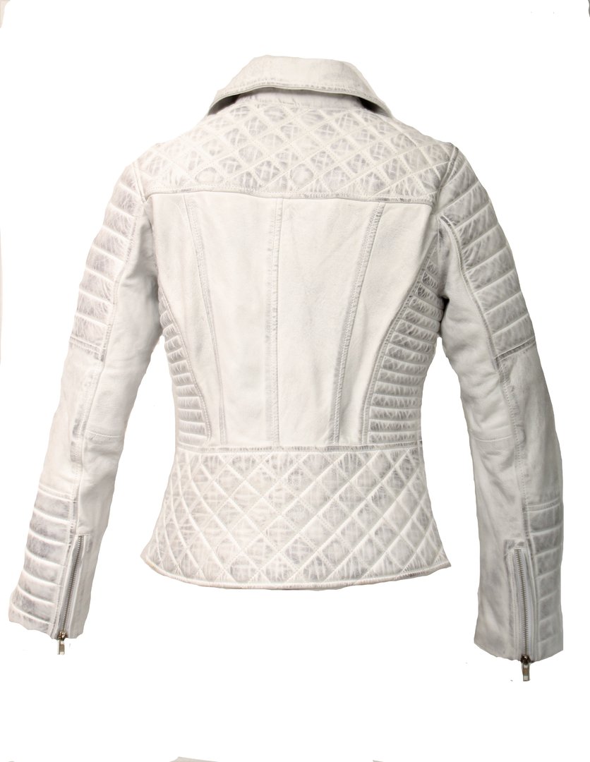 Lederjacke aus ECHT-Leder mit Steppung in weiß Used Look