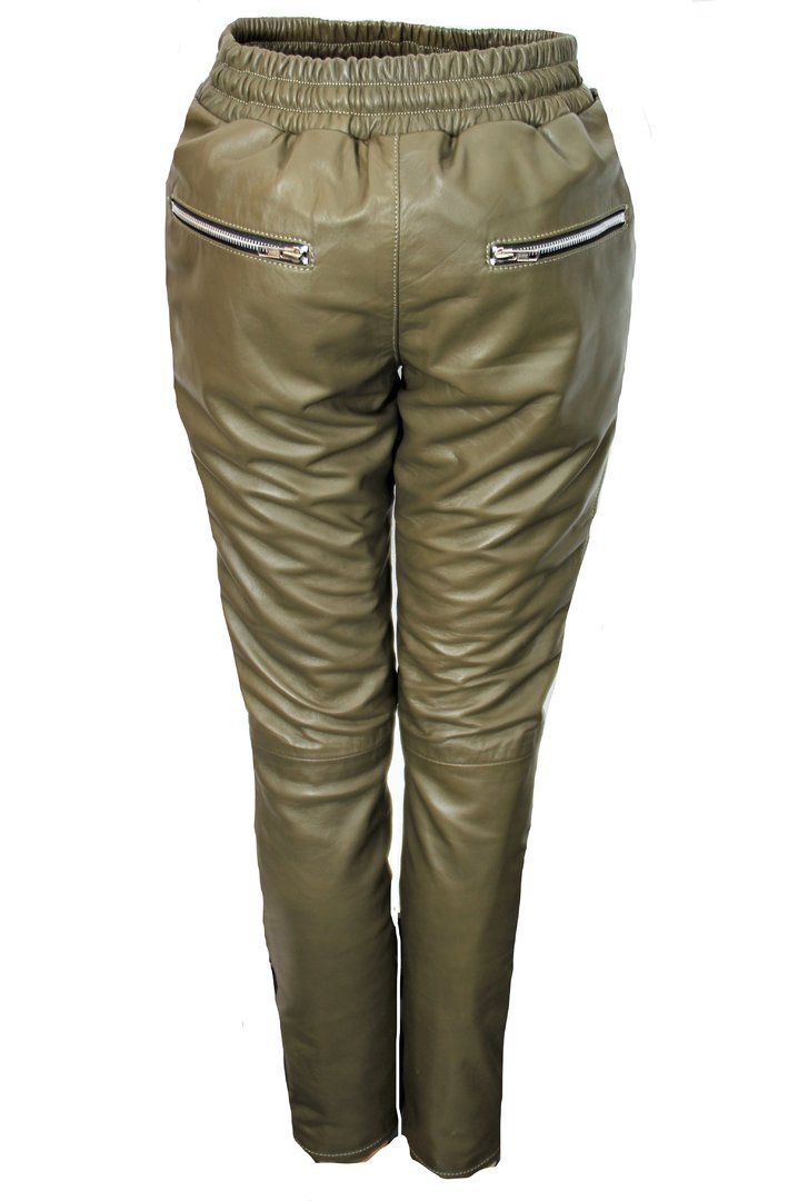 Leather pants as tight jogging pants in GENUINE LEATHER women