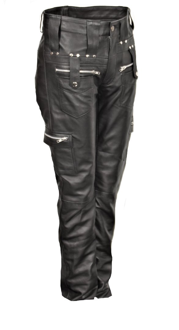 GENUINE LEATHER Trousers in Cargo Style Soft for Men