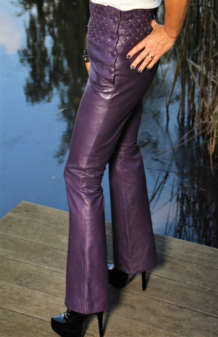 Pantalon en cuir fait de VRAI cuir - Taille haute