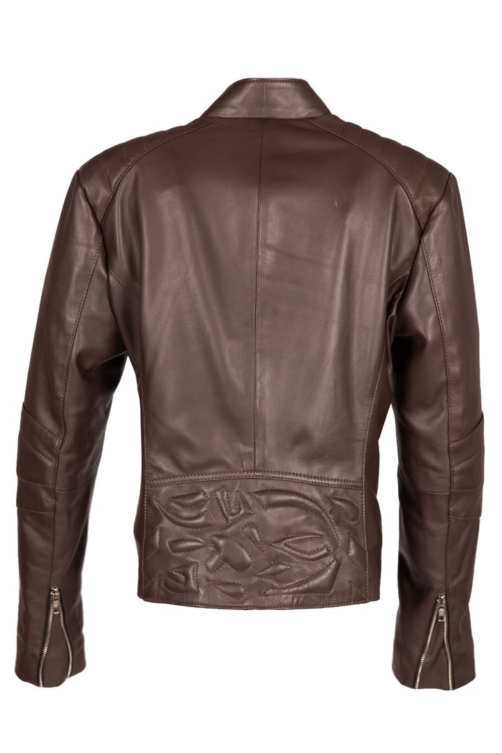 Elegant Leather Jacket GENUINE LEATHER Design Sylt- brown
