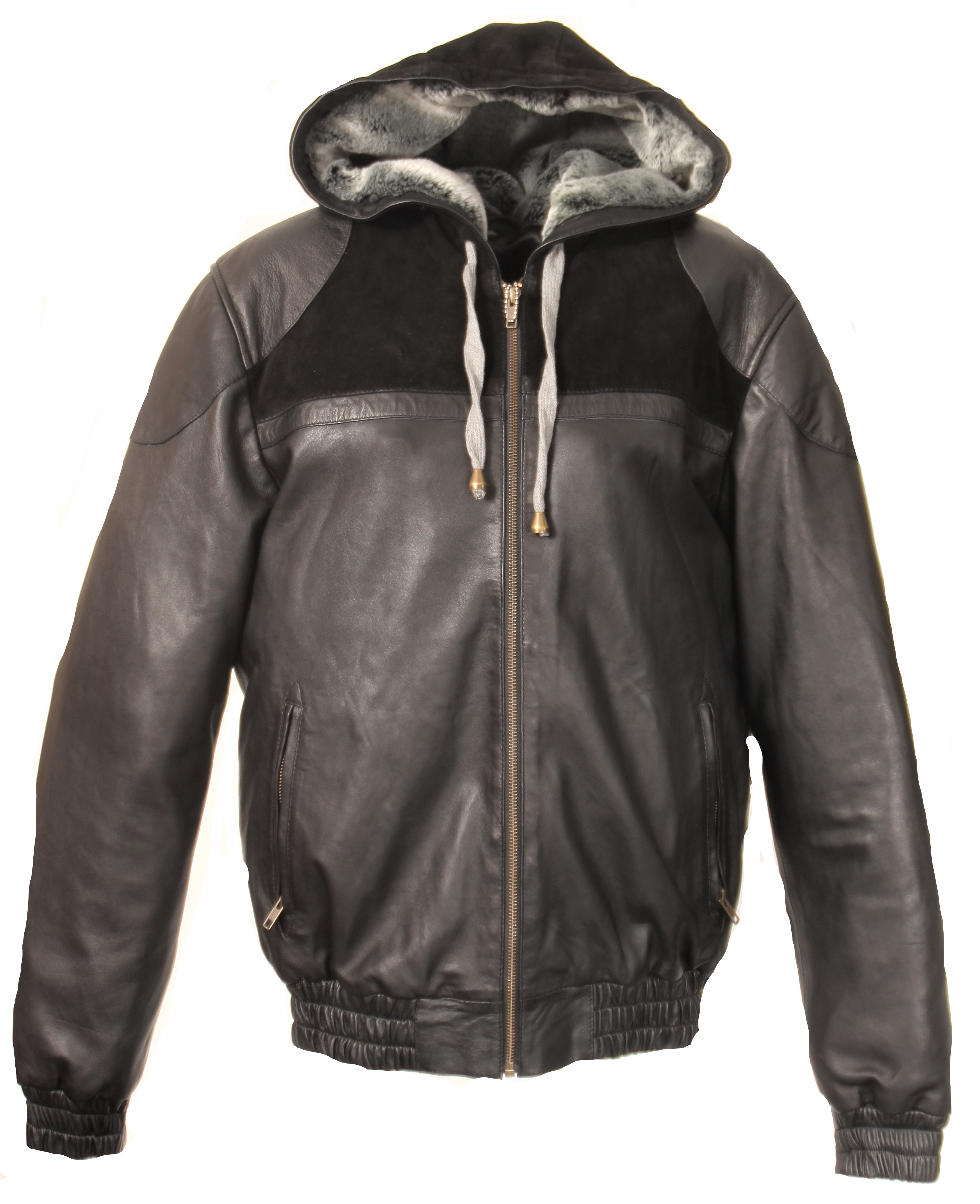 Hoodie - Jacket in Genuine soft Leather with hood