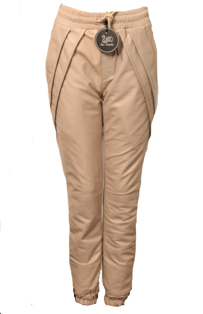 Lederhose - Edel Style Jogginghose in ECHT-LEDER in beige