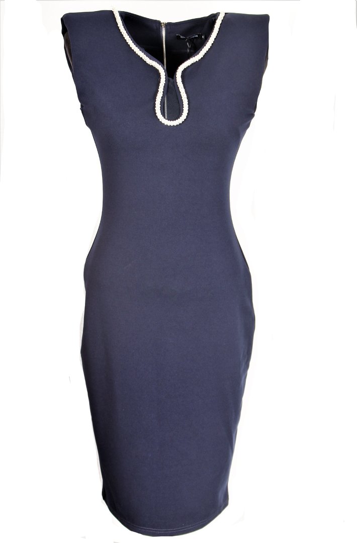 Elegant Etui Dress in dark blue with Rhine stones