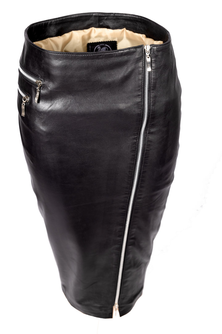Leather skirt High waisted pencil skirt in GENUINE leather with zippers