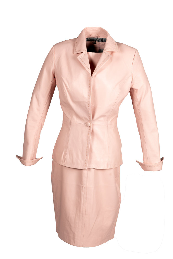 Elegant GENUINE LEATHER Dress in knee-length in pink