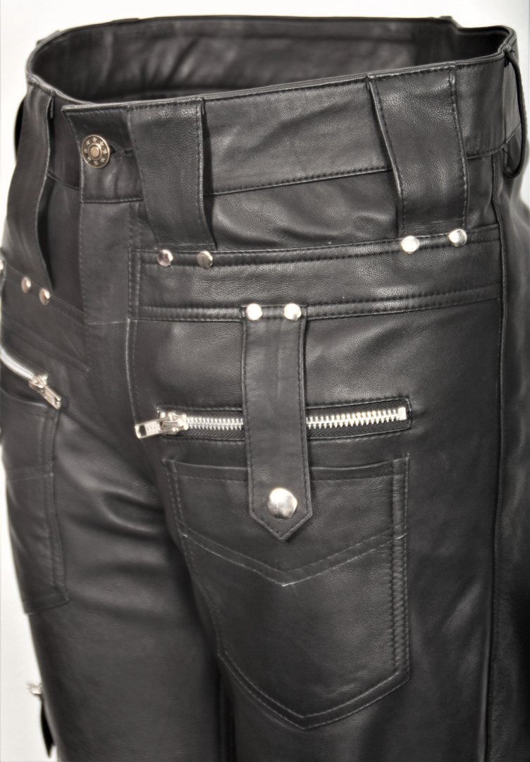 GENUINE LEATHER Trousers in Cargo Style Soft for Men