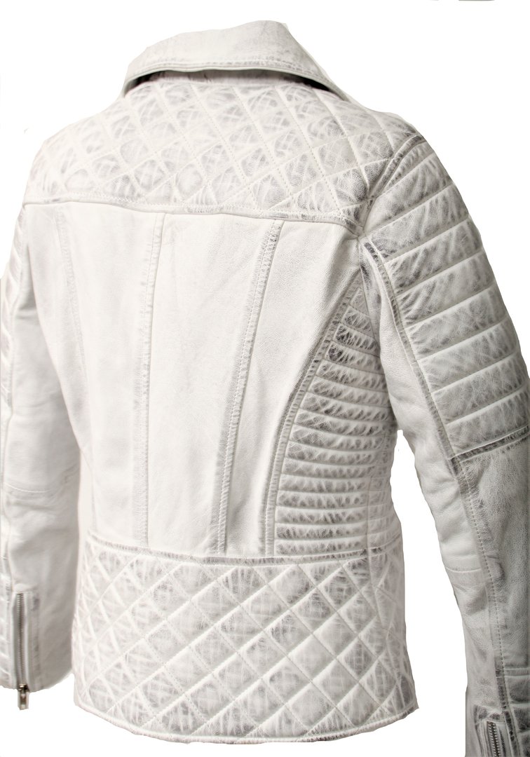 Lederjacke aus ECHT-Leder mit Steppung in weiß Used Look