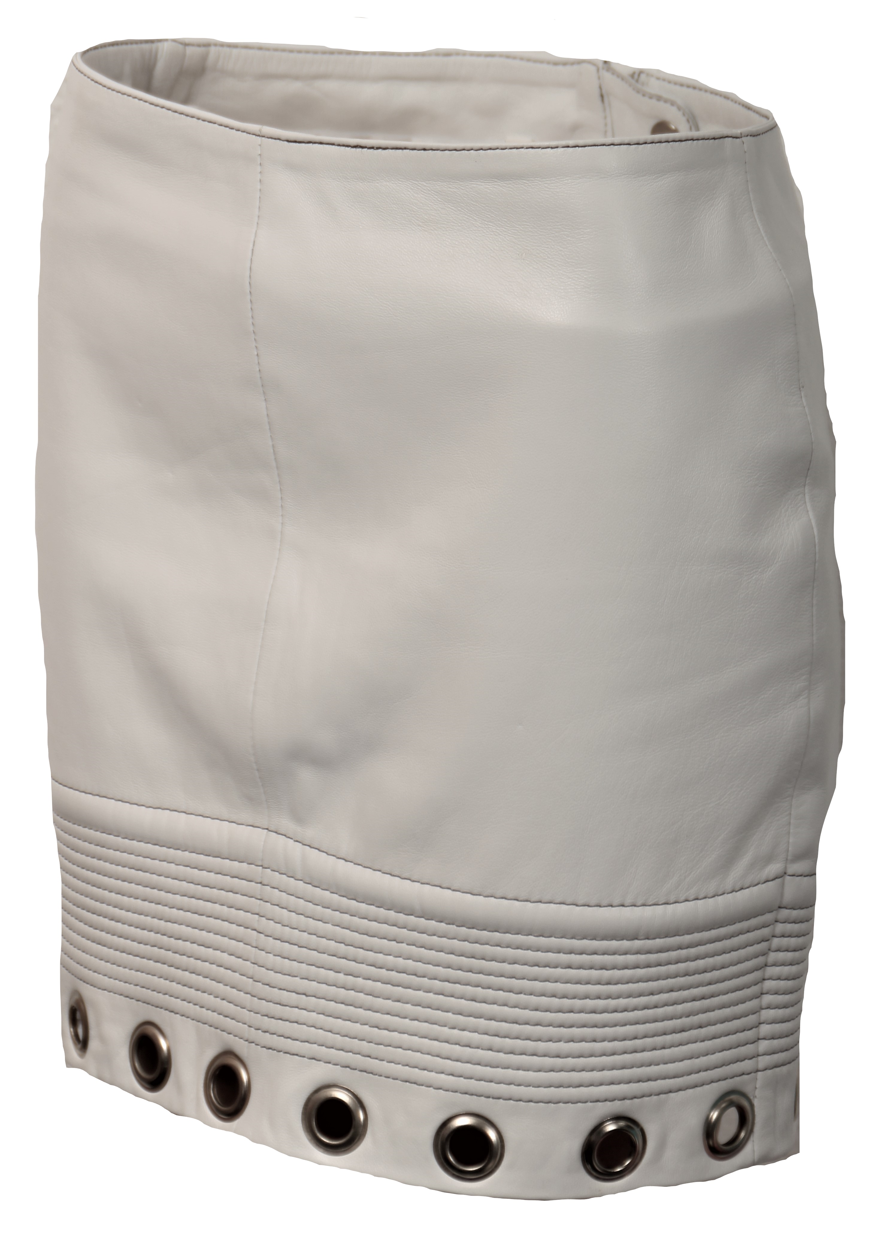Leather Skirt GENUINE Leather - White With Rivets