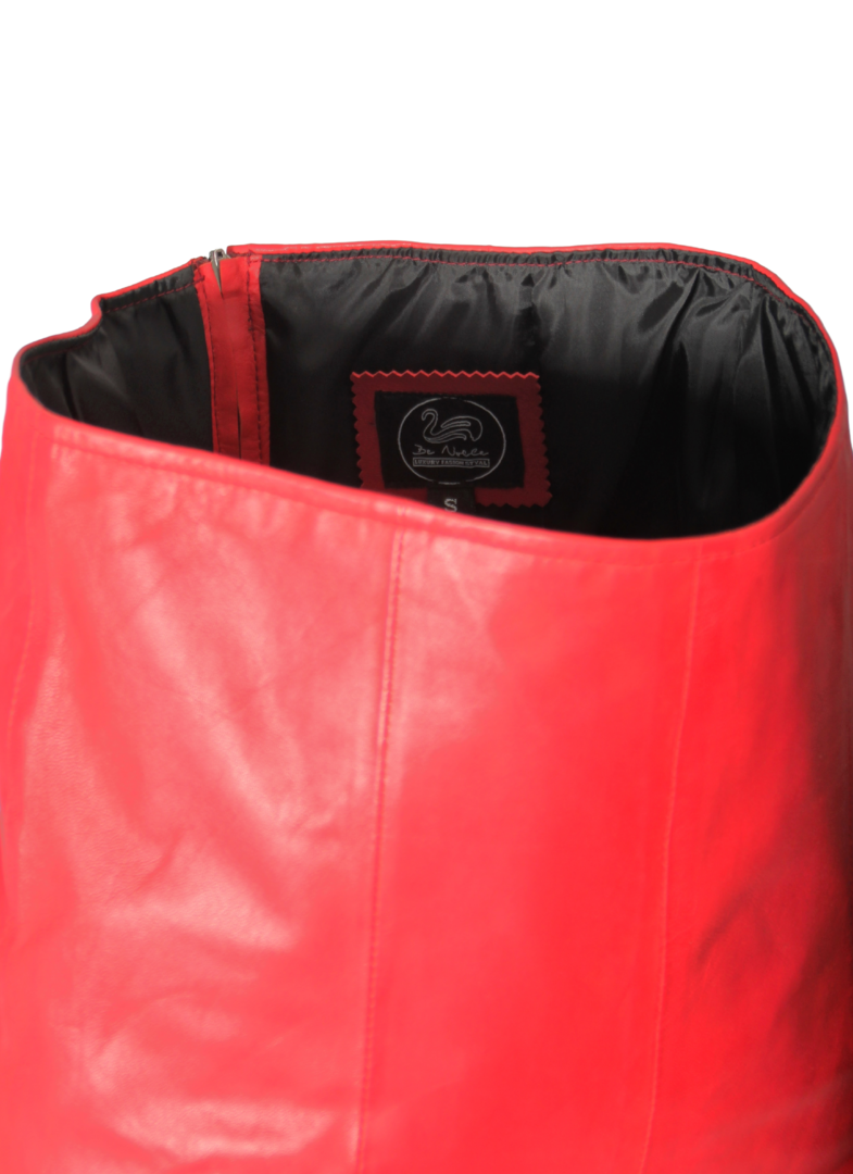 Falda de cuero como falda de cojera roja  - hobble- con cintura ALTA en genuino CUERO negro