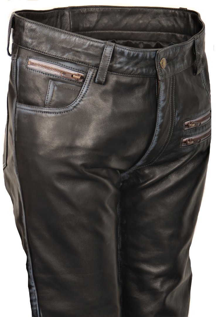 GENUINE Leather Trousers as Designer Leather-Jeans in USED LOOK