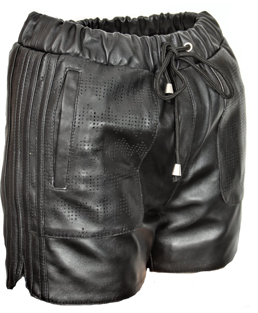 Leather Sport Shorts Made of GENUINE Leather Black