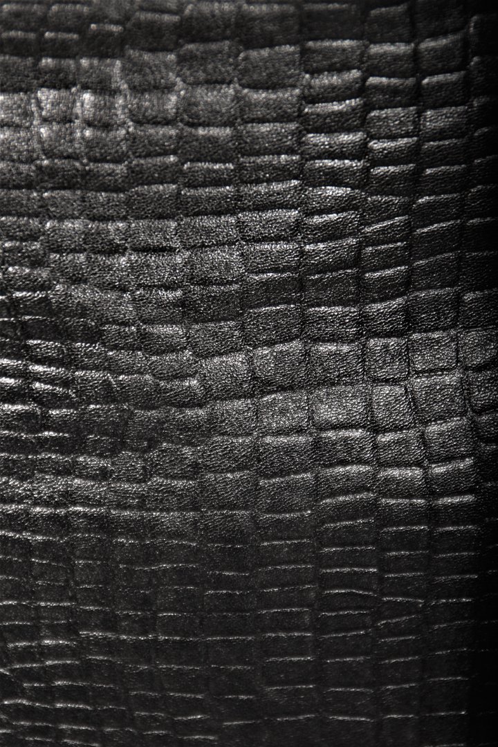 Leder-Blazer in Echtleder in  Krokodil Prägung-Style in schwarz