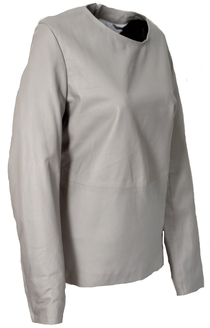 Ledershirt Leder-Pullover für MÄNNER aus ECHT LEDER in grau