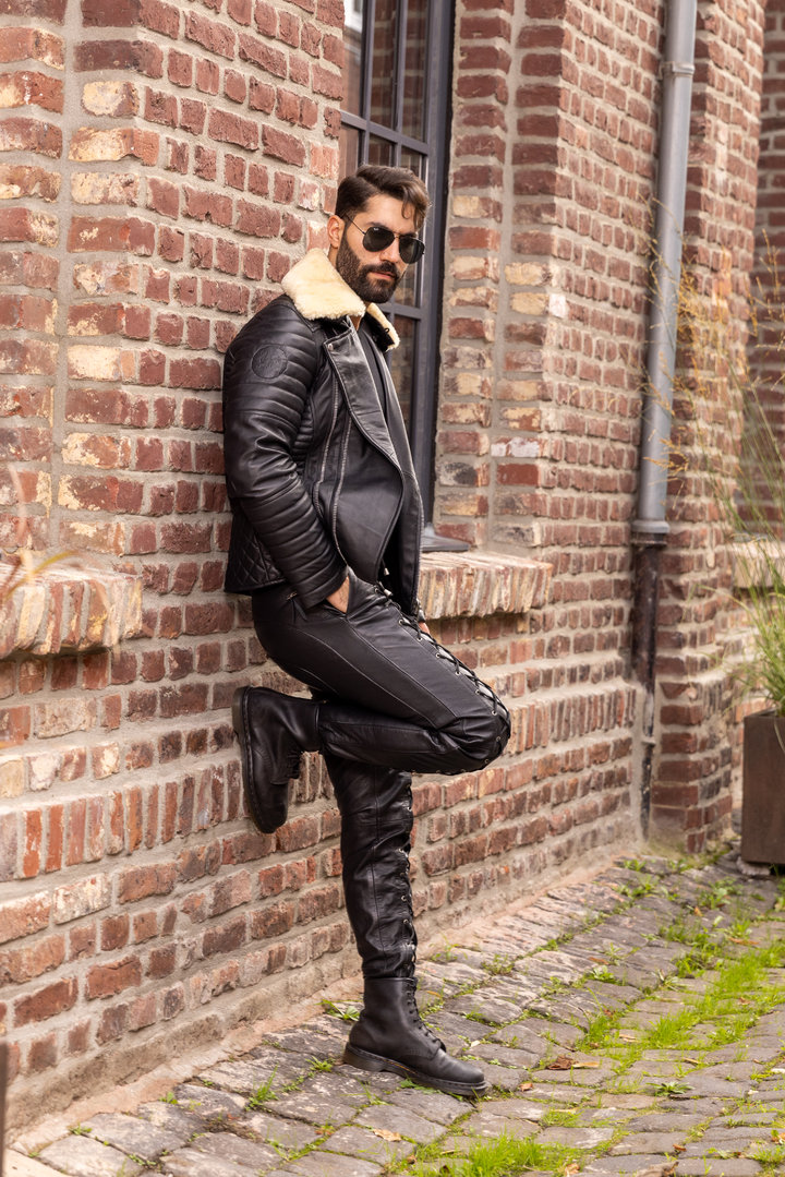 Leather trousers Biker-Trouser in genuine leather with lacing