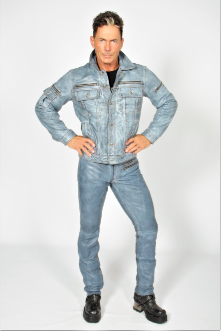 Lederjacke im Vintage Jeans-Style aus used look ECHT-Leder
