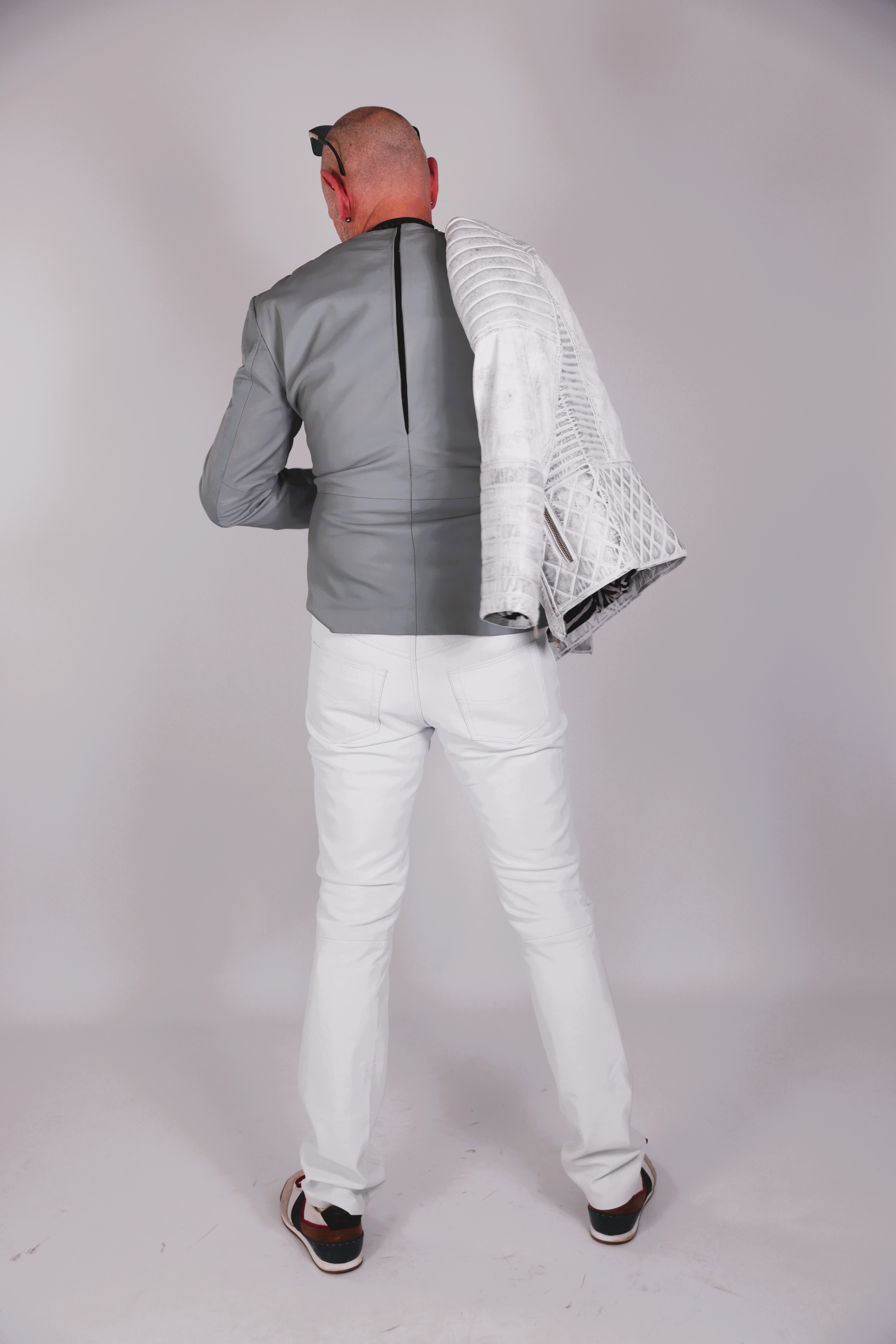 Lederhose als Leder Designer Jeans in ECHT-Leder in weiß