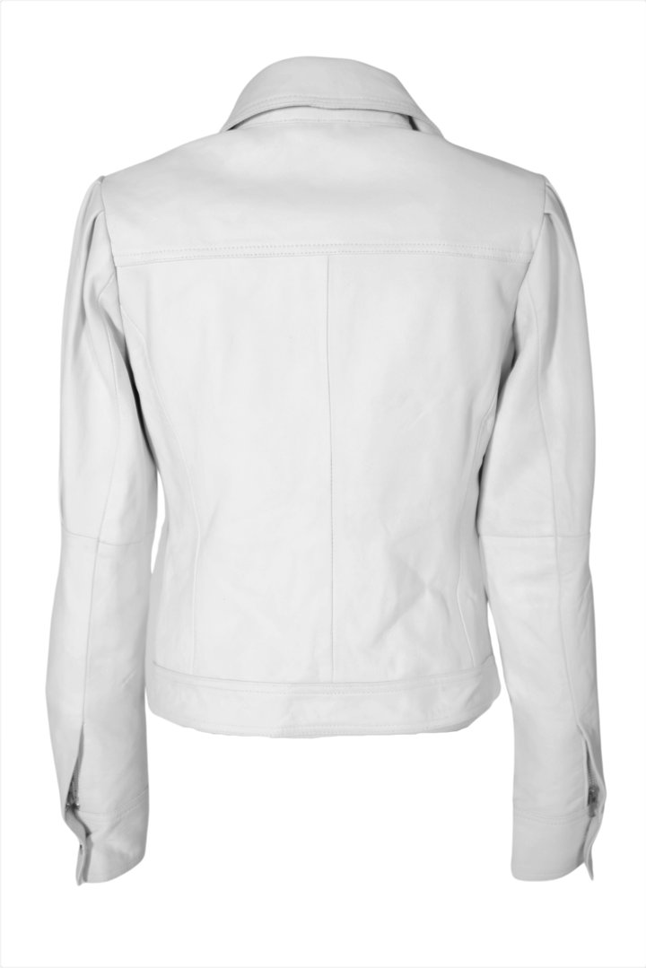 Leren blouse ECHT leer met pofmouwen elegant in wit
