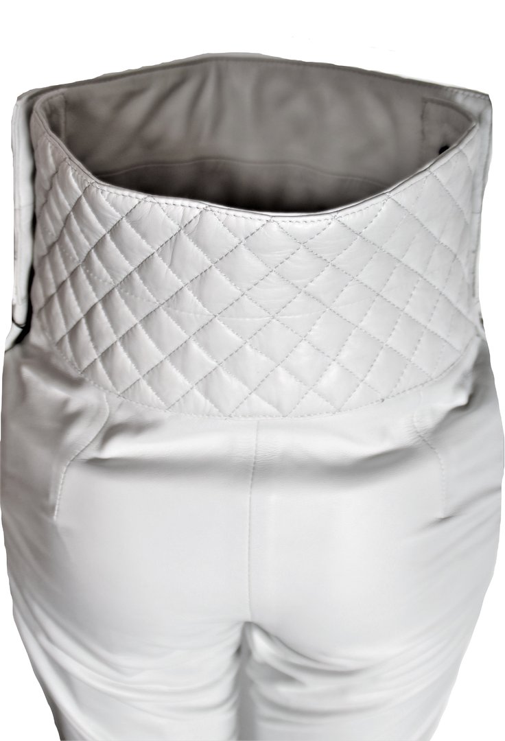 Leather Trouser in GENUINE Leather - High Waist - in white
