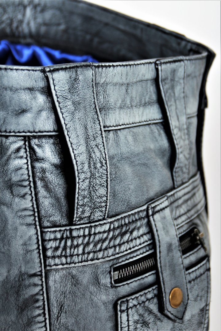 Leder-Shorts Cargohose im Vintage Look ECHT-LEDER blau