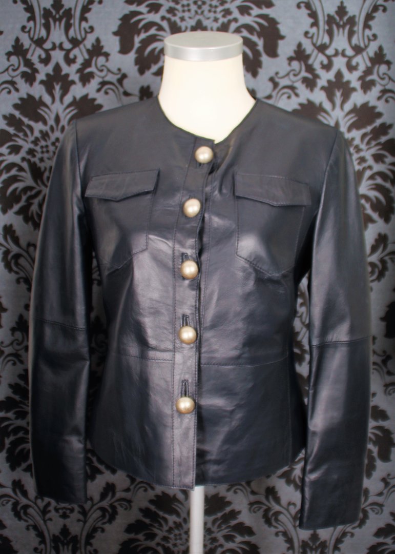 Leather Jacket in Lamb Nappa in Dark Blue