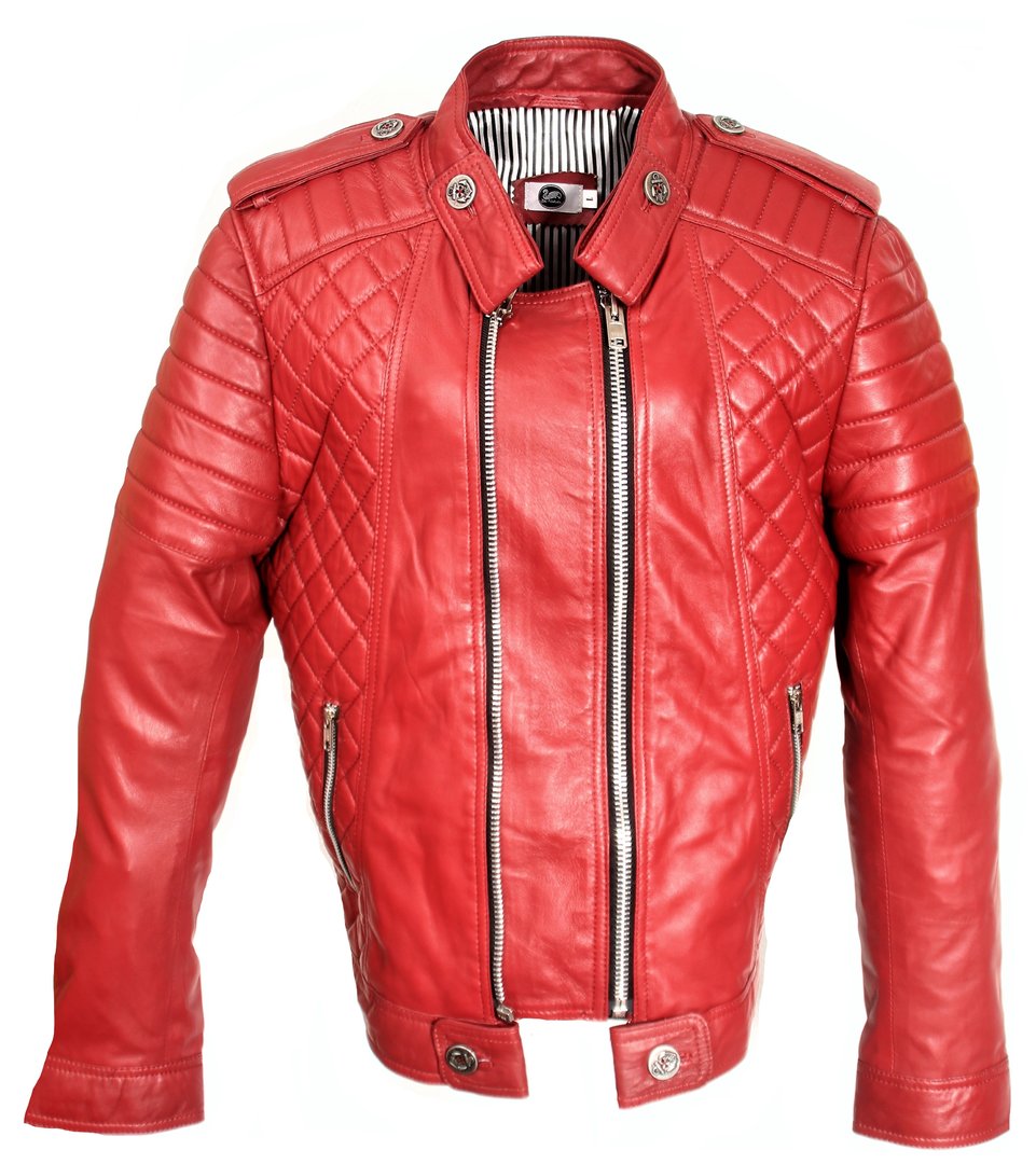 Biker Jacket Leather Jacket in dark red GENUINE LEATHER for men