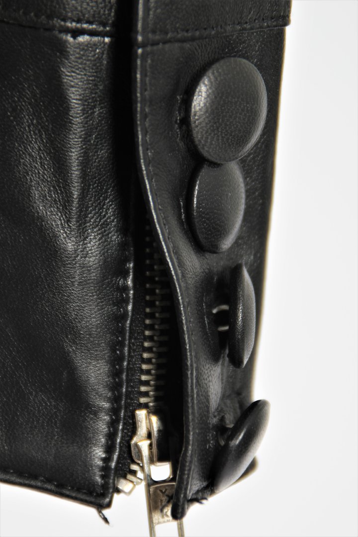 Lederbluse ECHT-Leder mit Puffärmeln elegant in schwarz
