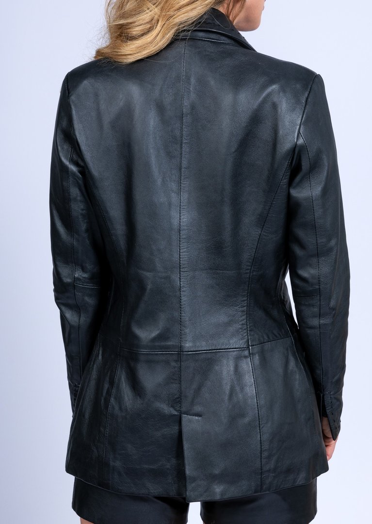 Lederblazer Long- Blazer im Edel-Business-Style in schwarz