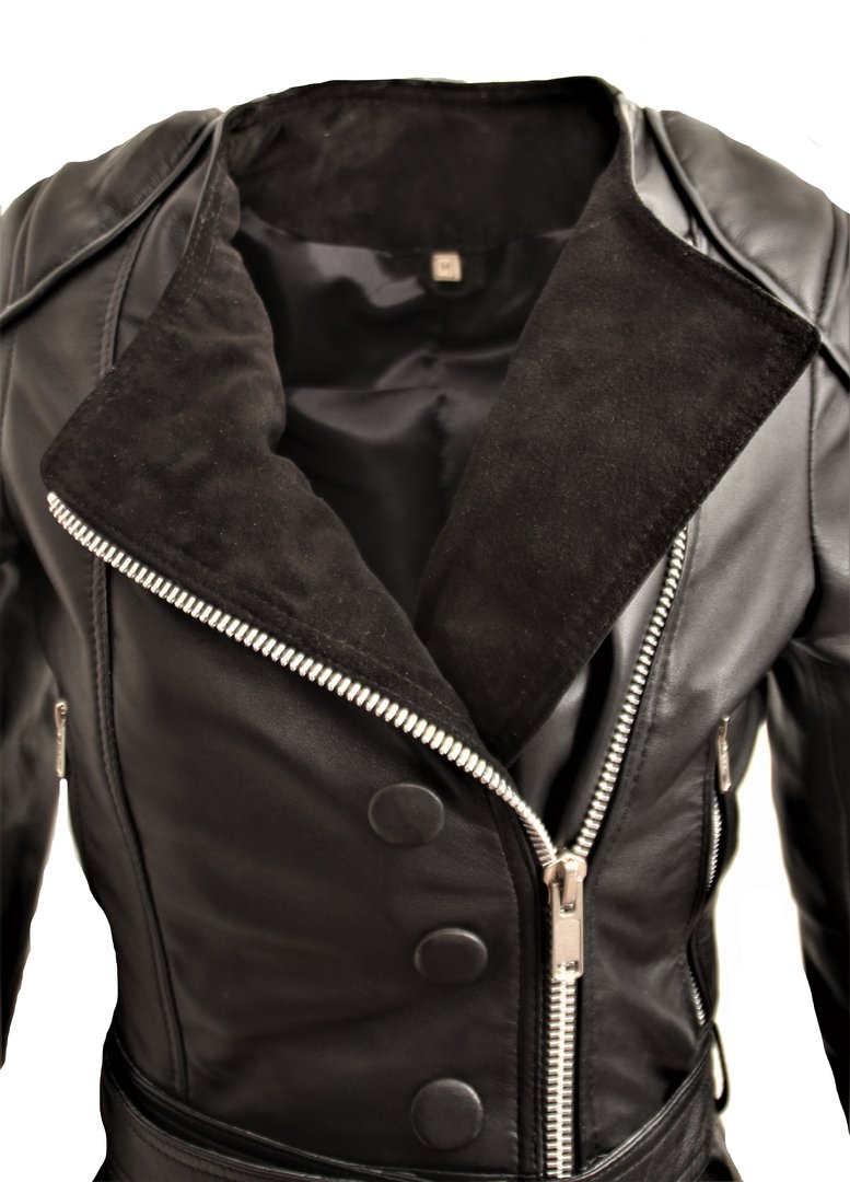 Leather coat  in super soft real leather in black