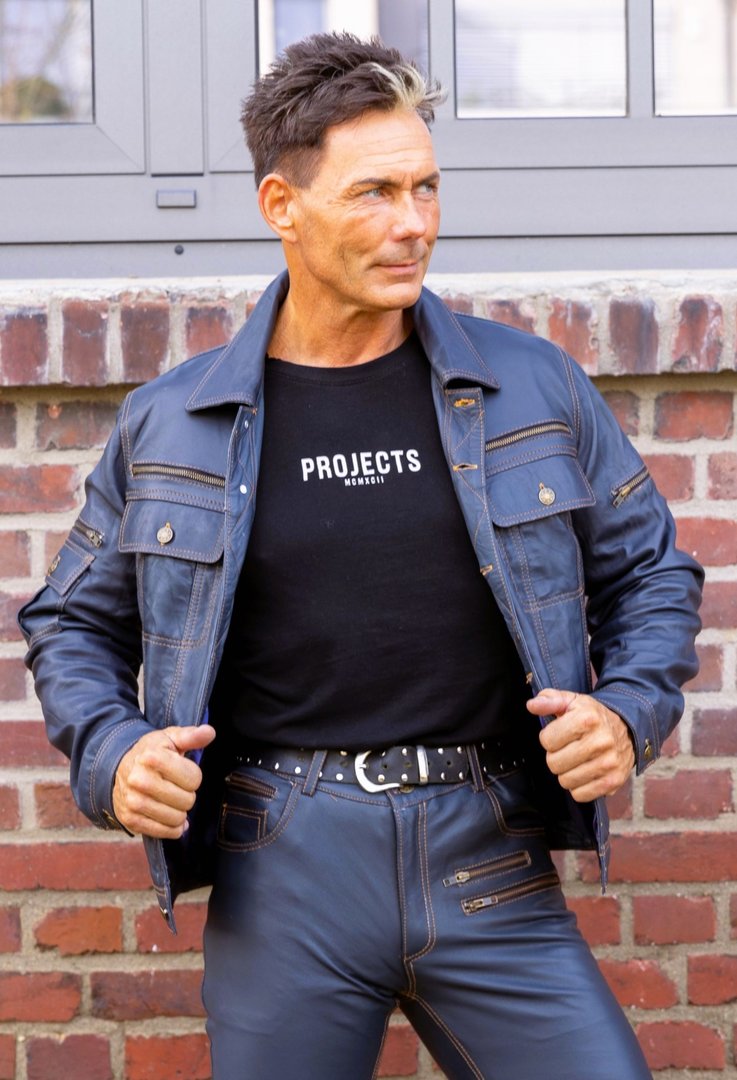 Lederjacke im Jeans-Style aus ECHT-Leder in dunkelblau