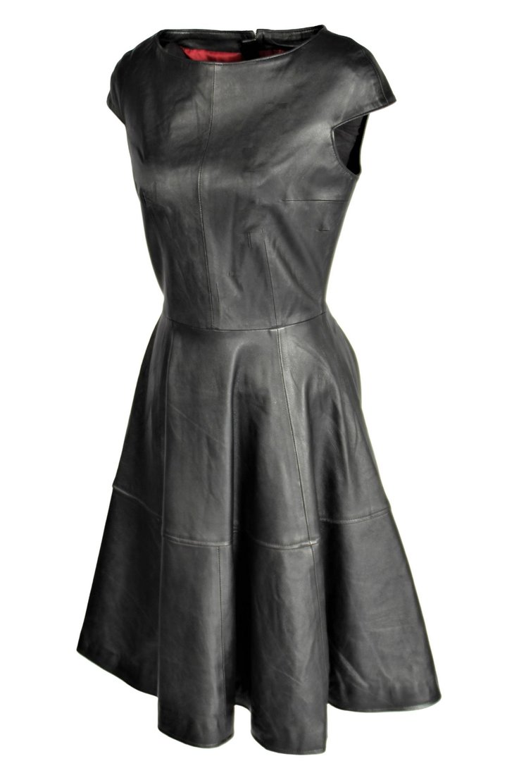 A-Style - leren jurk in ECHT leer zwart - Meran